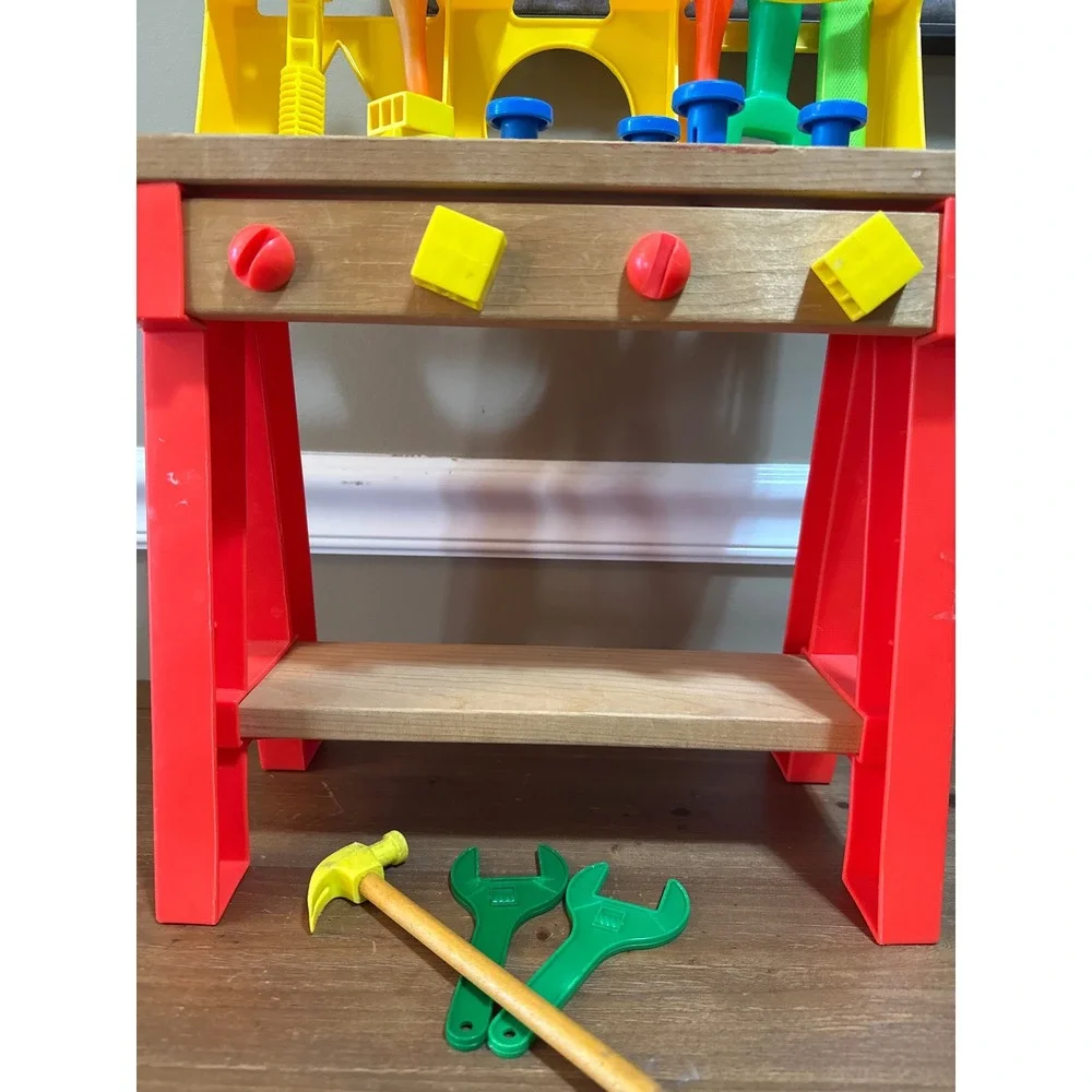 Playskool Vintage Wood and Plastic Workbench Kids Tool Bench Playset Toy